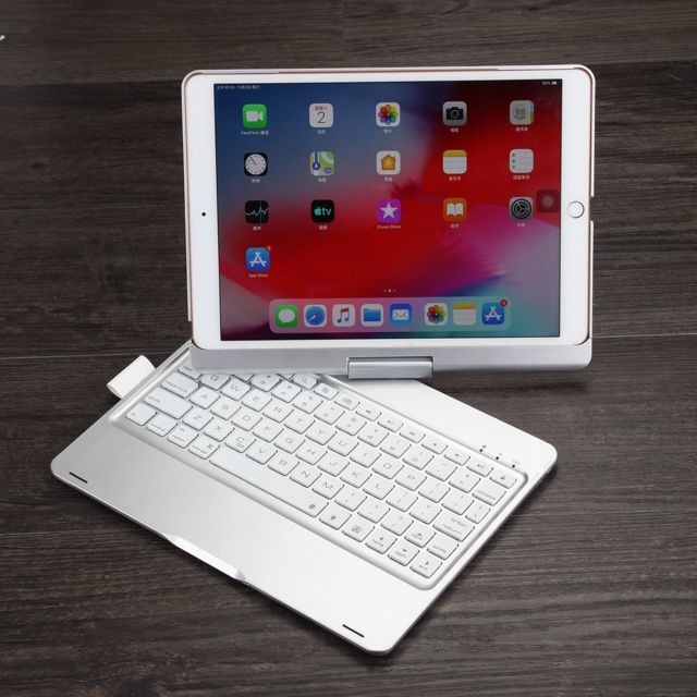 Wewoo - F102AS pour iPad 10.2 pouces coloré rétro-éclairé étui en cuir Bluetooth clavier rotatif avec fonction de fente stylo argent Wewoo  - Bonnes affaires Clavier mécanique