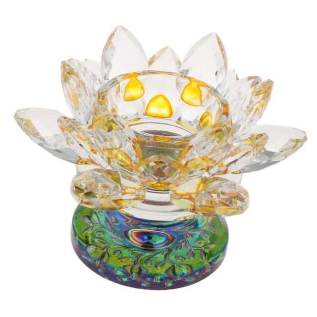 marque generique - 7 couleurs bouddhiste cristal lumière de thé en verre fleur de Lotus porte-bougie jaune marque generique  - Bougie lotus