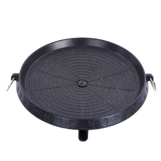 Pierrade, grill marque generique coréen rond en alliage barbecue barbecue grill plaque pan pour le camping intérieur en plein air