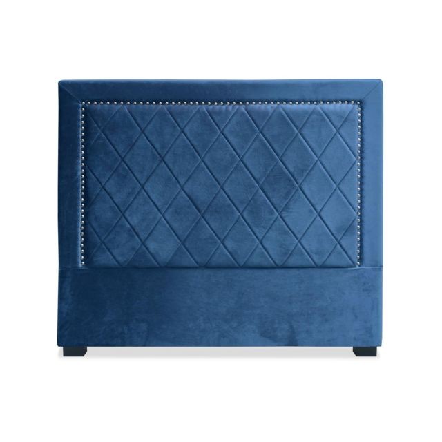 MENZZO - Tête de lit Meghan 140cm Velours Bleu - Têtes de lit Bleu