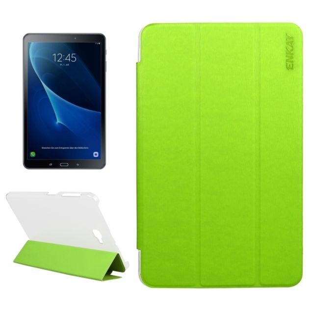 Housse, étui tablette Wewoo Housse Étui vert pour Samsung Galaxy Tab A 10.1 / T580 Toothpick Texture à rabat horizontal en cuir avec trois porte-pliage
