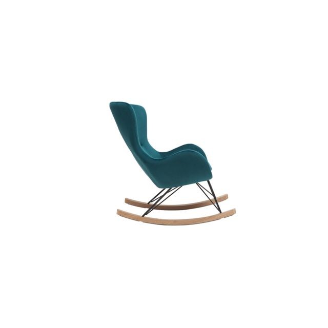 Miliboo Rocking chair design velours bleu pétrole ESKUA