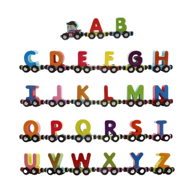 marque generique - Train Magnétique En Bois Carrige Cars Kids Toy Mini Véhicules Alphabet Cadeau marque generique  - Alphabet magnetique