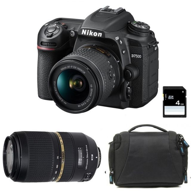 Nikon - PACK NIKON D7500 + 18-55 VR + TAMRON 70-300 VC USD + Sac + Carte SD 4Go - Reflex Numérique