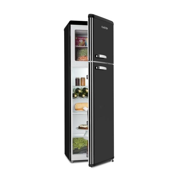 Réfrigérateur Klarstein Réfrigérateur congélateur - Klarstein Audrey  - 194 / 56 litres - Look rétro noir