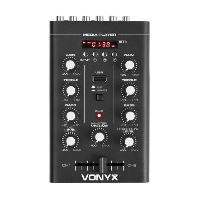 Vonyx - Vonyx STM500BT Table de mixage DJ 2 canaux Bluetooth lecteur MP3 USB noir Vonyx - Tables de mixage