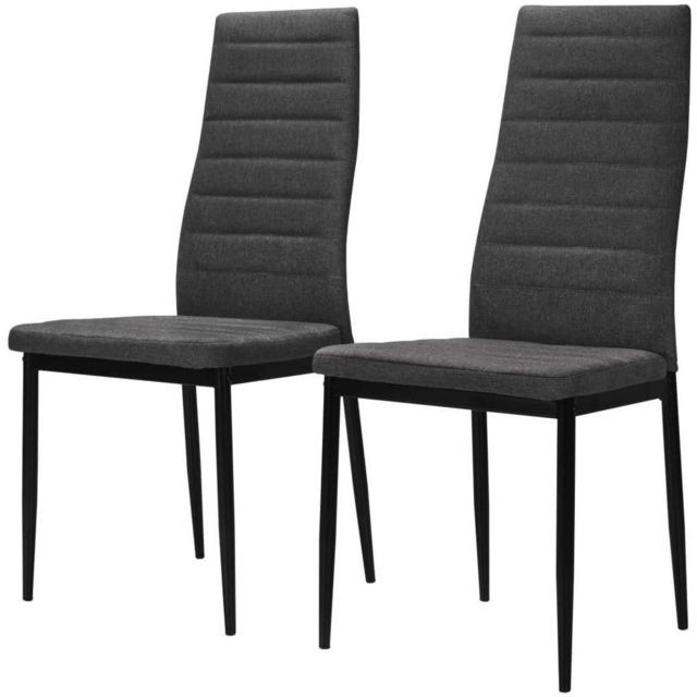 Helloshop26 - Lot de 2 chaise de salle à manger salon entrée classique tissu gris foncé 1902069 Helloshop26 - Chaise scandinave grise Chaises