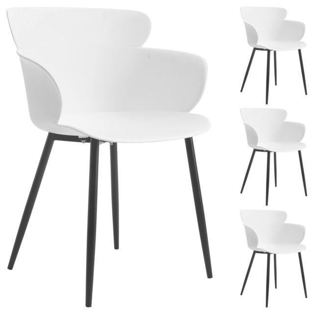 Idimex - Lot de 4 chaises CATCH, en plastique blanc - Idimex