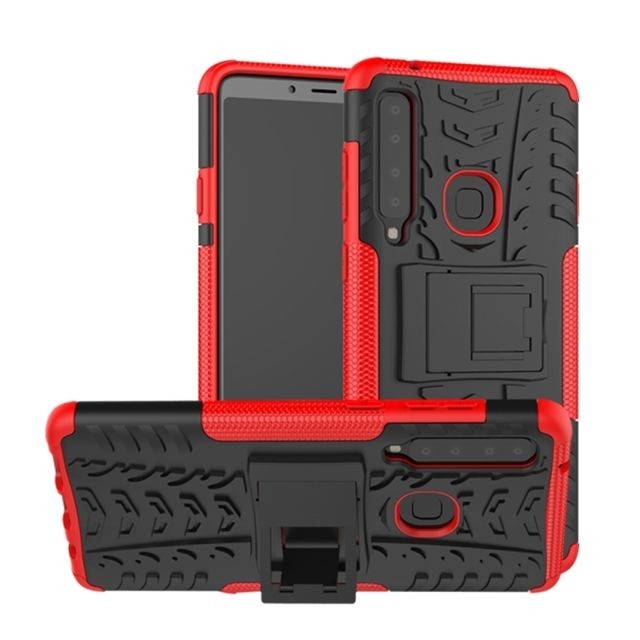 Wewoo - Coque Pneu Texture TPU + PC antichoc pour Galaxy A9 (2018), avec support (rouge) Wewoo - Wewoo