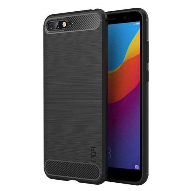 marque generique - Coque en TPU en fibre de carbone noir pour votre Huawei Y6/Honor 7A marque generique - Accessoire Smartphone