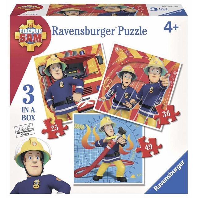 Ravensburger - Ravensburger Pompier Sam Puzzle, 3 Puzzle Von Ravensburger  - Camion de pompier enfant Jeux & Jouets