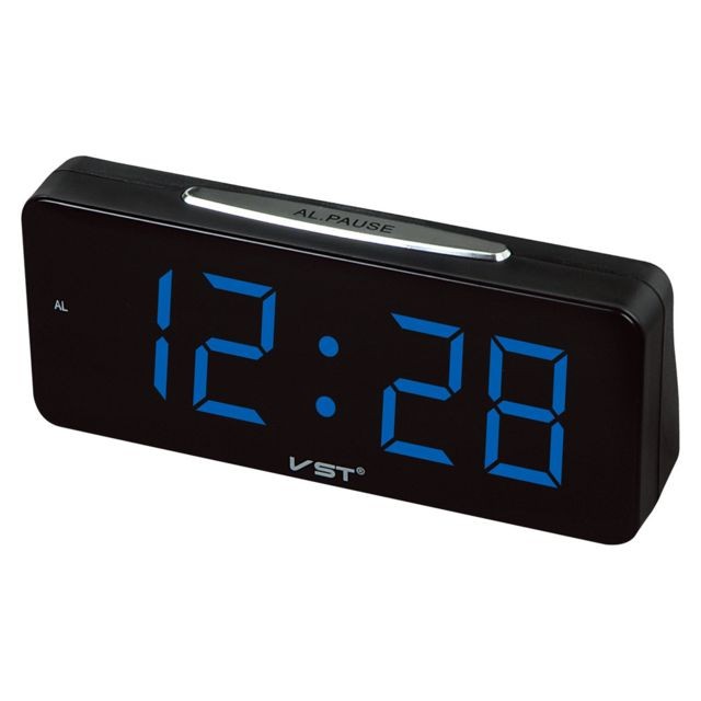 marque generique - grand led affichage électronique bureau horloge numérique réveil eu plug bleu - Grande horloge murale Réveil