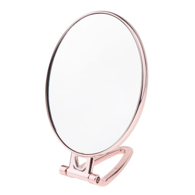 marque generique - Miroir de maquillage double face pliable tenu dans la main de miroir pour le voyage rose - Miroirs