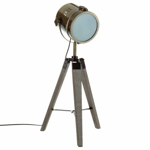 Atmosphera, Createur D'Interieur - Lampe en métal et bois Ebor - H. 68 cm - Bronze - Lampes à poser Atmosphera, Createur D'Interieur