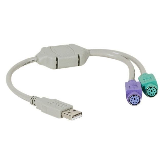 Abi Diffusion - Convertisseur USB - 2  prises Clavier/Souris en PS2 MiniDin6 - Souris ps2