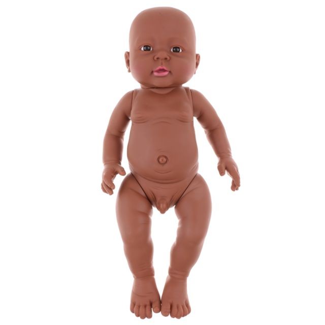 Jeux d'éveil marque generique 41cm vinyle nue bébé nouveau-né poupée pratique de la crèche sembler jouer-garçon africain