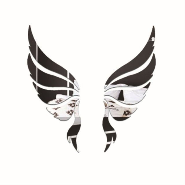 Wewoo - Sticker mural Cristal autocollants muraux décoratifs tridimensionnels Angel Wings miroir décoratif de chambre à coucher noir Wewoo  - Décoration chambre enfant Noir et blanc