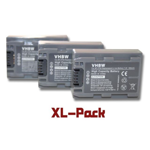 Vhbw - Set de 3 batteries 600mAh pour caméscope Sony DCR-HC24, HC24E, DCR-HC30, HC30E, DCR-HC32, HC32E, DCR-HC35, HC35E, DCR-HC39, HC39E, DCR-HC40 Vhbw  - Accessoire Photo et Vidéo
