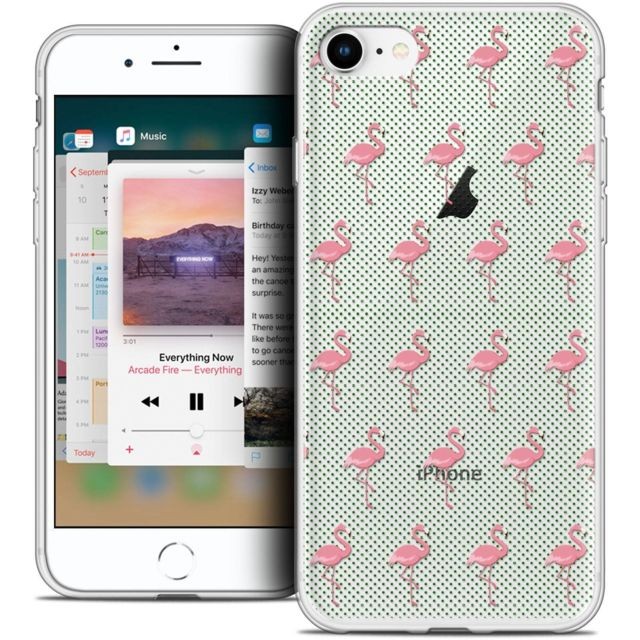 Caseink - Coque Housse Etui Apple iPhone 8 (4.7 ) [Crystal Gel HD Collection Pattern Design Les flamants Roses Dots - Souple - Ultra Fin - Imprimé en France] Caseink  - Coque, étui smartphone Polyuréthane/cuir