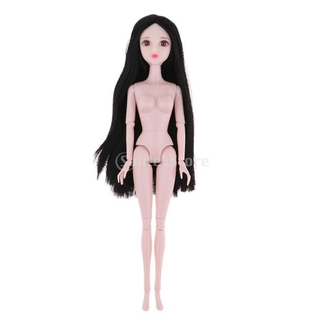 marque generique - Corps nu de poupée féminine de 14 joints avec les cheveux noirs pour 1/6 bjd, accés de poupée de xinyi marque generique  - Poupons