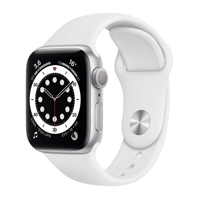 Apple - Watch Series 6 - GPS - 40 - Alu Argent / Bracelet Sport Blanc - Regular Apple  - Occasions Montre et bracelet connectés