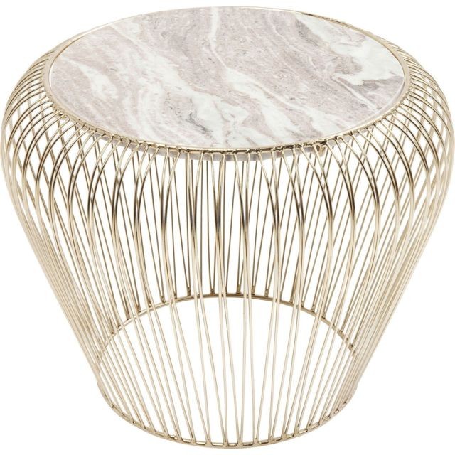 Karedesign - Table d'appoint Beam dorée marbre gris 43cm Kare Design - Tables d'appoint Ronde