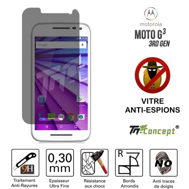 Protection écran tablette Tm Concept Motorola Moto G3 (3rd Gen) - Vitre  de Protection Anti-Espions