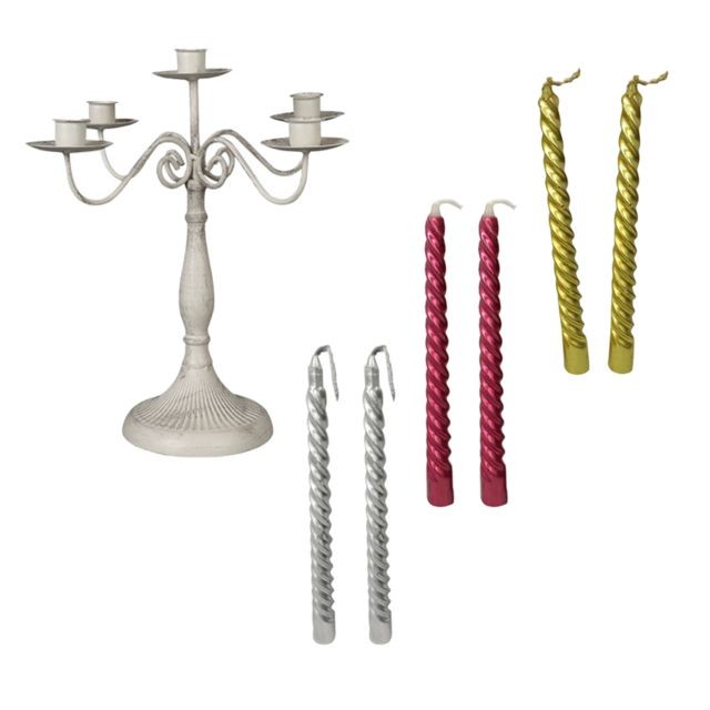 marque generique - Chandeliers à 5 bras en métal avec bougeoirs en fer et bougies en spirale marque generique  - Maison marque generique
