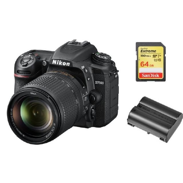 Nikon - NIKON D7500 KIT AF-S 18-140MM F3.5-5.6G ED VR DX + 64GB SD card + EN-EL15A Battery Nikon  - Reflex Numérique Nikon