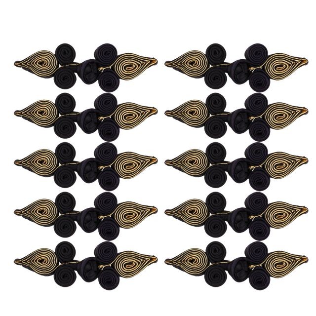 marque generique - 10 paires chinois boutons de fermeture de grenouille noeud attaches de couture noir et or marque generique  - Sport et vetement connecté