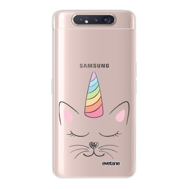 Evetane - Coque Samsung Galaxy A80 360 intégrale transparente Chat licorne Ecriture Tendance Design Evetane. - Accessoire Smartphone Samsung galaxy a80