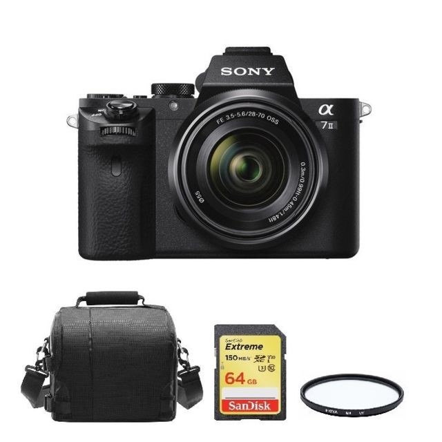 Sony - SONY A7 II KIT SEL 28-70MM F3.5-5.6 OSS + 64GB SD card + camera Bag + HOYA UX UV 55mm Filter Sony  - Reflex Numérique