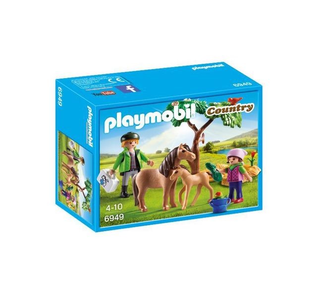 Playmobil - Vétérinaire avec enfant et poneys - 6949 Playmobil  - Jeux & Jouets