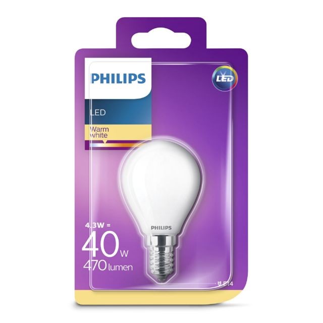 Ampoules LED Philips Ampoule LED sphérique E14 4,3W (40W) - blanc chaud