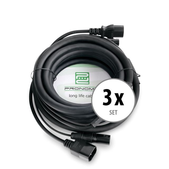 Câble antenne Pronomic Set de 3 Pronomic Stage IECD-5 DMX câble hybride C/DMX 5m