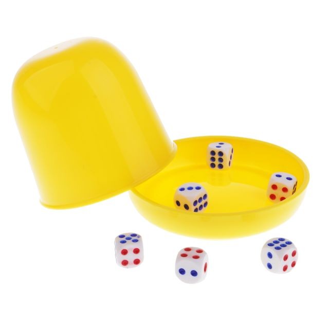 Jeux de stratégie jeu de devinettes de ktv jeu réglé shaker de dés avec 6pcs dés numériques - jaune