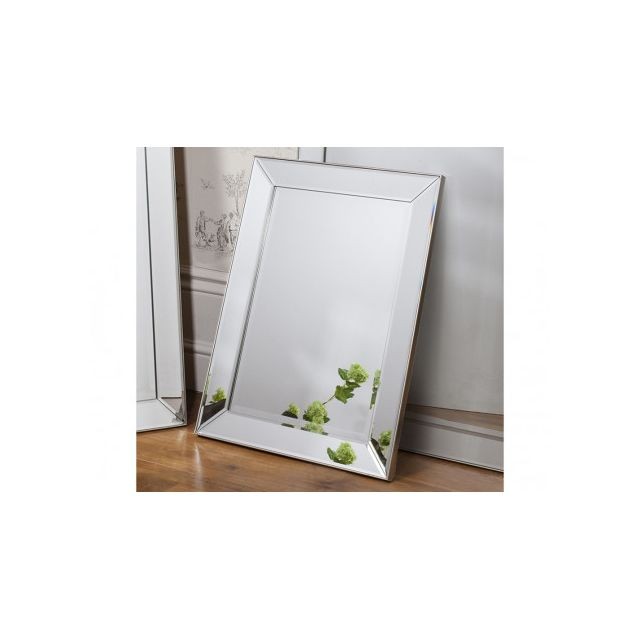 Vente-Unique - Miroir en bois d'eucalyptus DARCY - L. 60 x H. 80 cm - Argenté - Vente-Unique