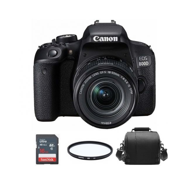 Canon - CANON EOS 800D KIT EF-S 18-55mm F4-5.6 IS STM + Camera Bag + 16gb SD card + HOYA UX UV 58mm Filter Canon  - Reflex Numérique