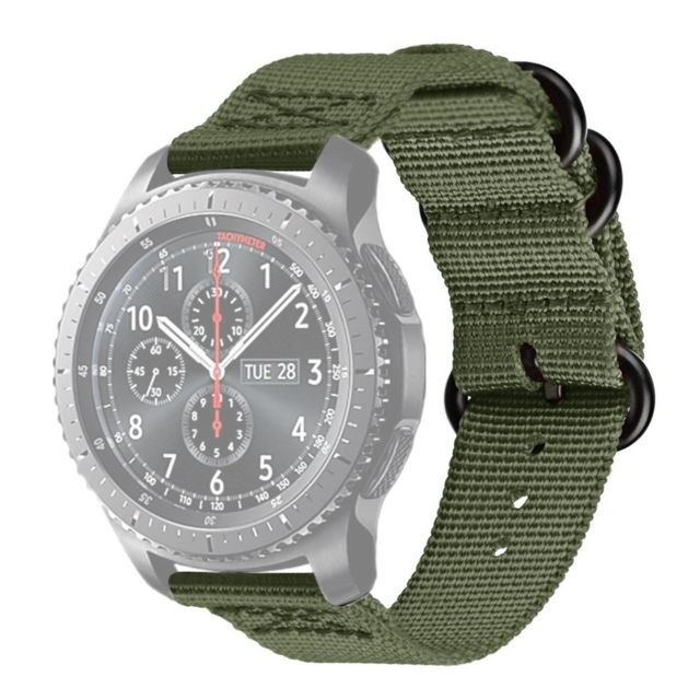Wewoo - Bracelet pour montre connectée Samsung Galaxy Watch Active 18 mm S3 en nylon à trois anneaux vert armée Wewoo  - Montre et bracelet connectés