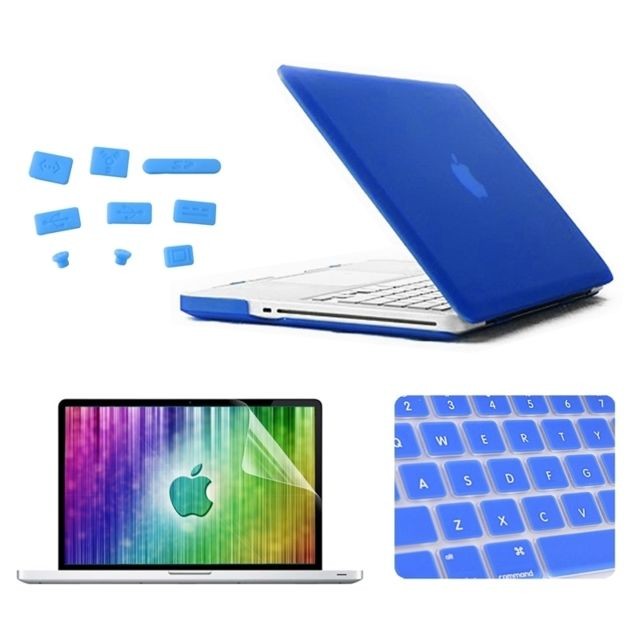Wewoo - Housse Étui bleu foncé pour MacBook Pro 13.3 pouces 4 en 1 Coque de protection en plastique dur givré avec protecteur d'écran et protège-clavier bouchons anti-poussière Wewoo  - Sacoche, Housse et Sac à dos pour ordinateur portable