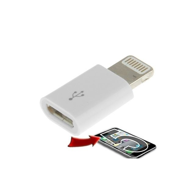 Câble Lightning Wewoo Adaptateur blanc pour iPhone 6/6 Plus, 5 / 5S / 5C, Mini iPad / Mini 2 Retina, iPod Touch 5, 4, Nano 7 Mini Mini Lightning Mâle à Micro USB Femelle,