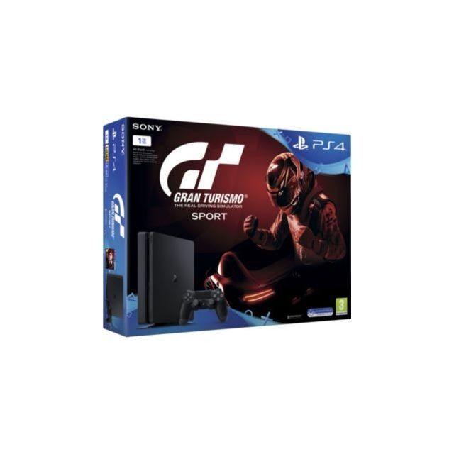 Sony - Pack PS4 SLIM 1To E Noire + Gran Turismo Sport + Qui es-tu ? (à télécharger) - Jeux et consoles reconditionnés