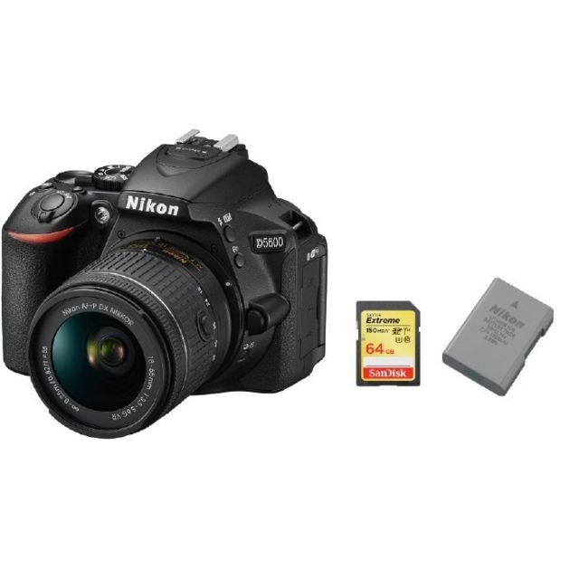 Nikon - NIKON D5600 KIT AF-P 18-55MM F3.5-5.6G VR + 64GB SD card + NIKON EN-EL14A Battery Nikon  - Reflex Numérique