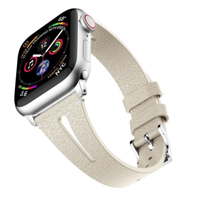 Accessoires montres connectées Wewoo Bracelet en cuir forme de goutte d'eau pour montre-bracelet Apple Watch séries 43 et 2 et 1 et 42 mm beige