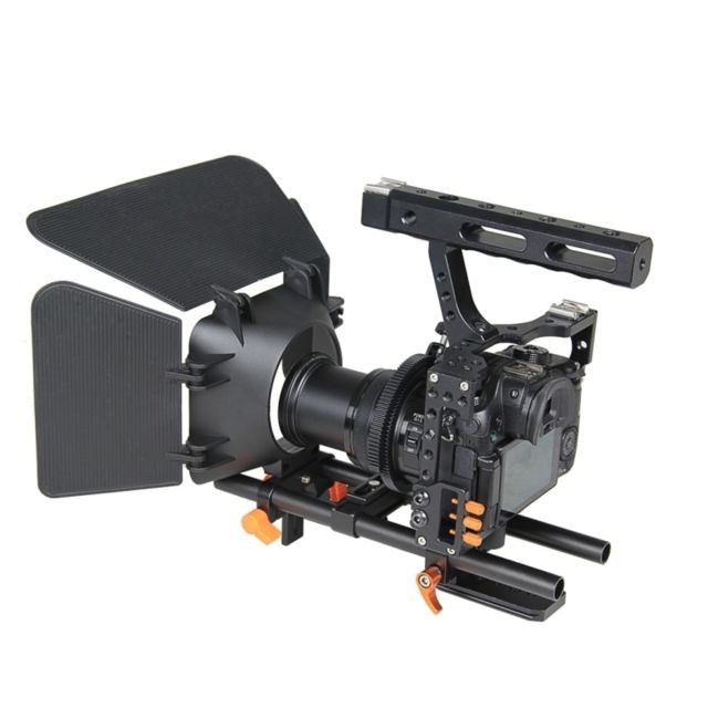 Wewoo - Stabilisateur appareil photo Orange pour Sony A7S / A7 / A7R / A7RII / A7SII / Panasonic Lumix GH4 Cage Set Inclure Caméra Vidéo / Suivez Focus / Matte Box Wewoo  - Trépied et fixation photo vidéo