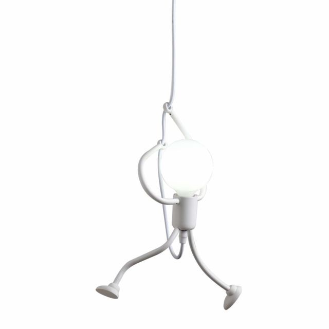 Stoex - Lustre Suspension Fer Gens Design Animé Petite Personne Créatif Luminaire pour Cuisine Salon Chambre Enfant Salle à manger Loft , E27 Blanc - Suspensions, lustres