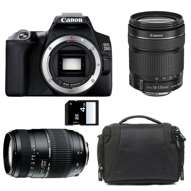 Canon - PACK CANON EOS 250D + 18-135 IS STM + TAMRON 70-300 DI + Sac + SD 4Go - CANON EOS 70D Reflex Numérique
