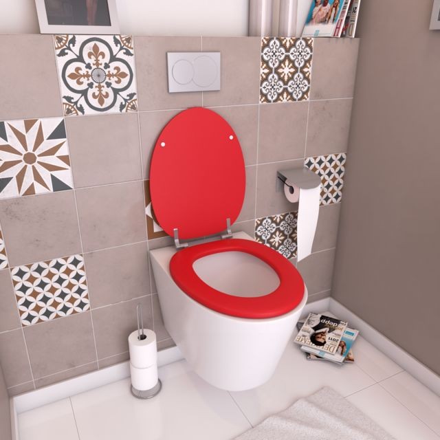 Galedo - Abattant WC - en MDF avec charnières en métal réglables - WHISY RED - Abattant  WC