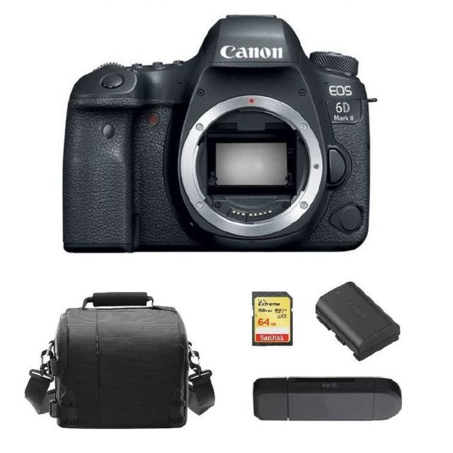 Canon - CANON EOS 6D II Body + 64GB SD card + camera Bag + LP-E6N Battery + Memory Card Reader Canon  - Reflex Numérique Canon