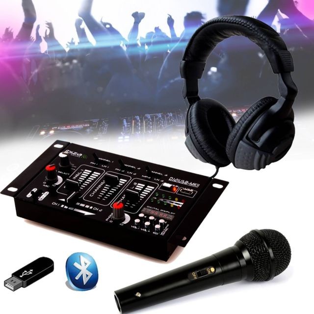 Ibiza Sound - Kit Table de Mixage DJ21 USB Bluetooth + Casque SONO DJ + Micro - Tables de mixage